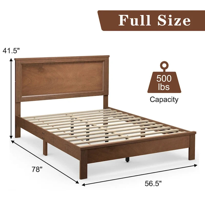 Gymax Twin/Full/Queen Size Bed Frame Platform Slat High Headboard