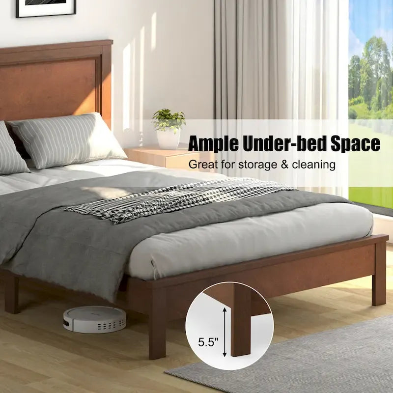 Gymax Twin/Full/Queen Size Bed Frame Platform Slat High Headboard