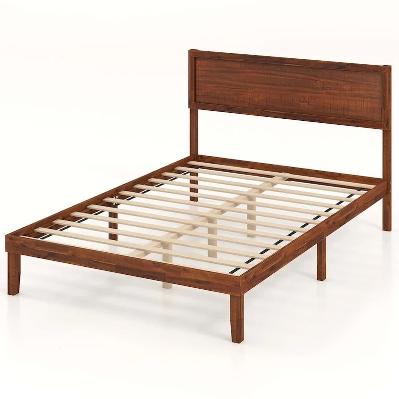Gymax Twin/Full/Queen Bed Frame w/ Rustic Headboard Under-bed Storage