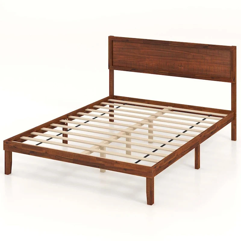 Gymax Twin/Full/Queen Bed Frame w/ Rustic Headboard Under-bed Storage