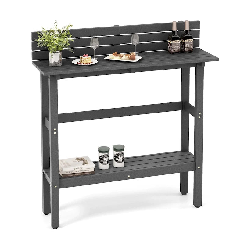 Costway 48 Outdoor Bar Table with Storage Shelf & Adjustable Foot - See Details