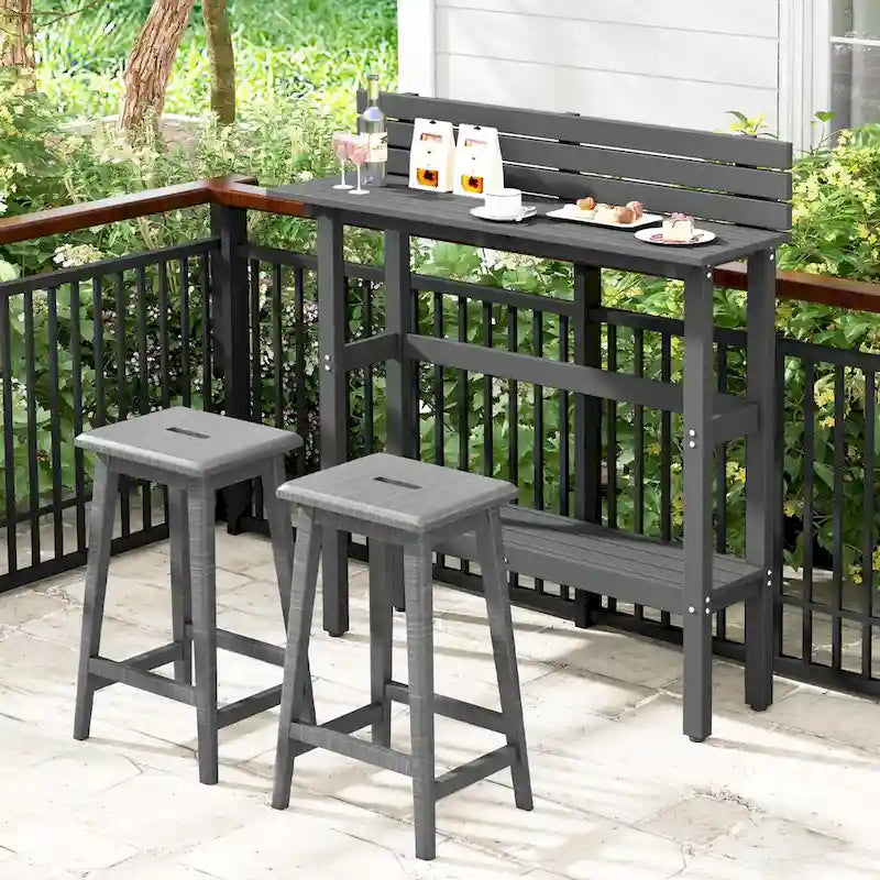 Costway 48 Outdoor Bar Table with Storage Shelf & Adjustable Foot - See Details