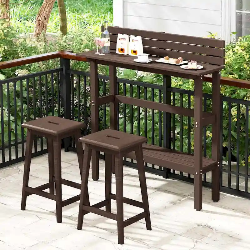 Costway 48 Outdoor Bar Table with Storage Shelf & Adjustable Foot - See Details