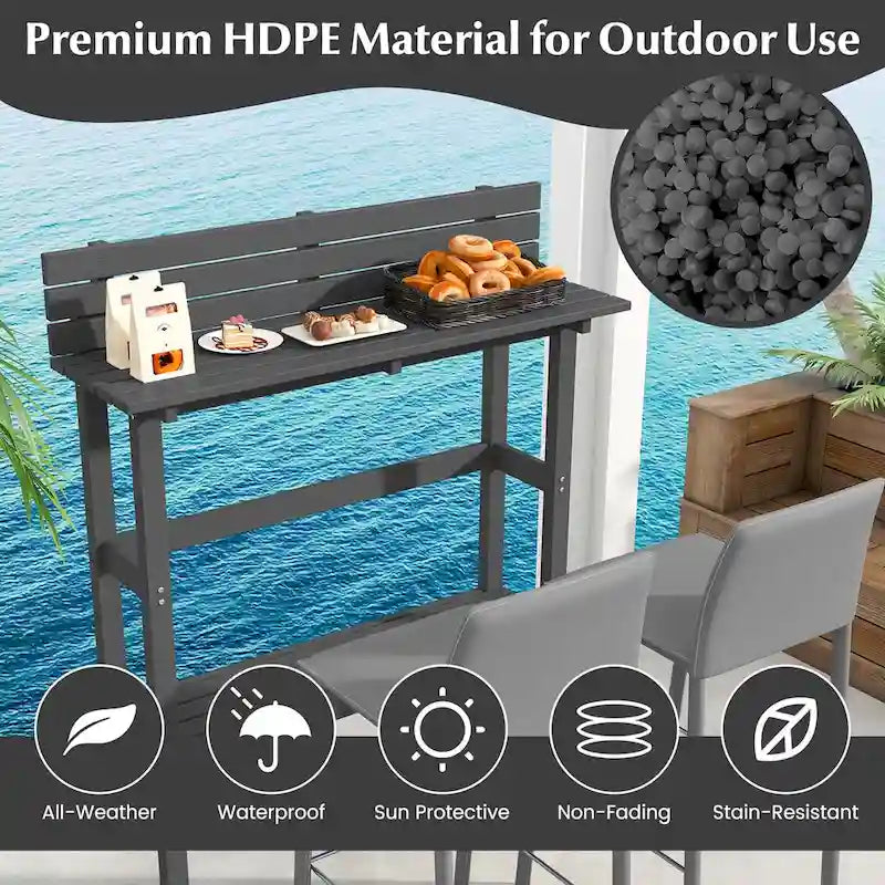 Costway 48 Outdoor Bar Table with Storage Shelf & Adjustable Foot - See Details