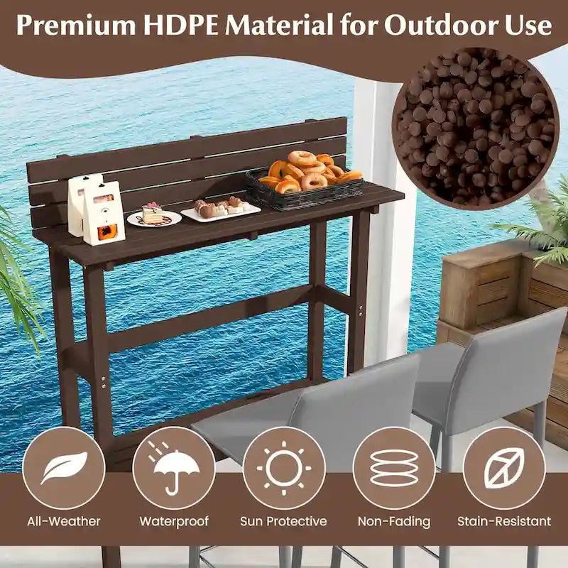 Costway 48 Outdoor Bar Table with Storage Shelf & Adjustable Foot - See Details