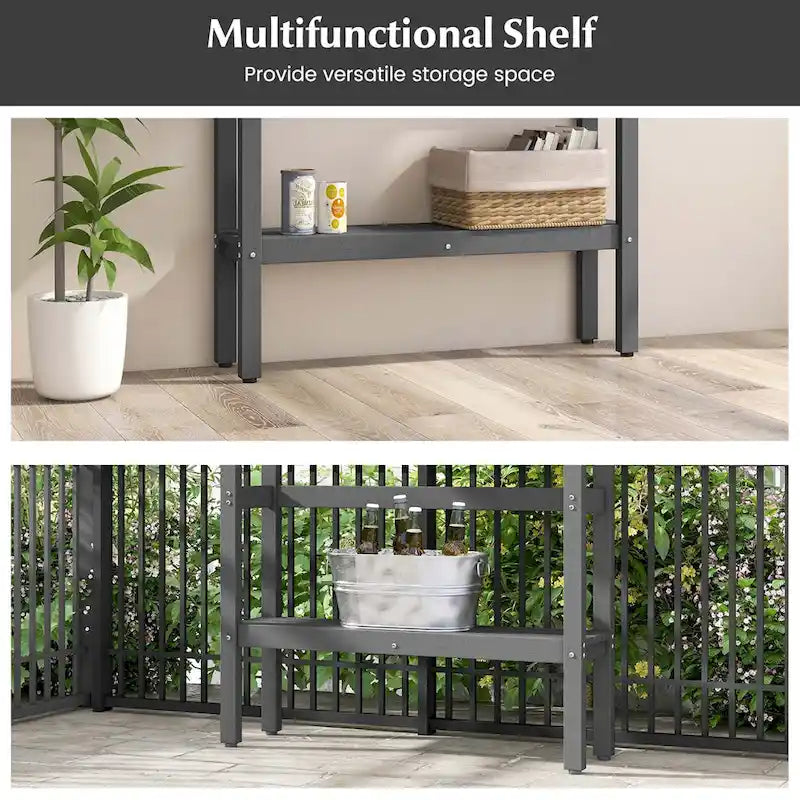 Costway 48 Outdoor Bar Table with Storage Shelf & Adjustable Foot - See Details