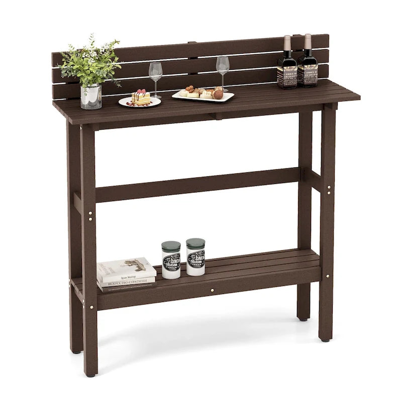 Costway 48 Outdoor Bar Table with Storage Shelf & Adjustable Foot - See Details
