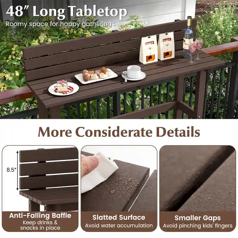 Costway 48 Outdoor Bar Table with Storage Shelf & Adjustable Foot - See Details