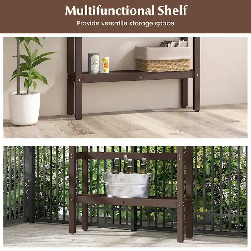Costway 48 Outdoor Bar Table with Storage Shelf & Adjustable Foot - See Details