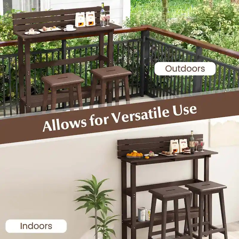 Costway 48 Outdoor Bar Table with Storage Shelf & Adjustable Foot - See Details