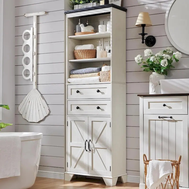 72 Tall Bathroom Storage Cabinet, Farmhouse Storage Cabinet - N/A