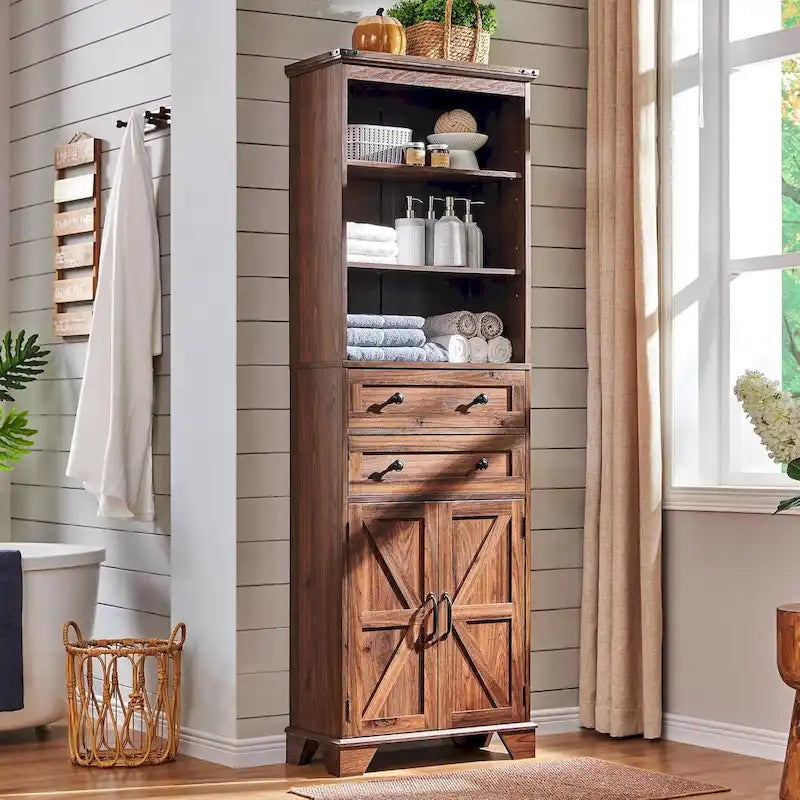 72 Tall Bathroom Storage Cabinet, Farmhouse Storage Cabinet - N/A