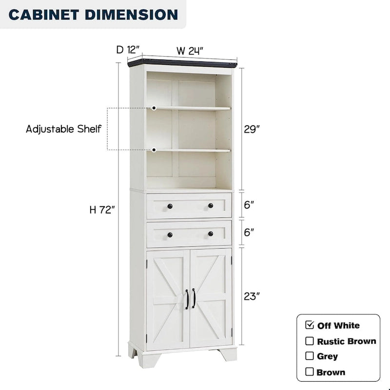 72 Tall Bathroom Storage Cabinet, Farmhouse Storage Cabinet - N/A