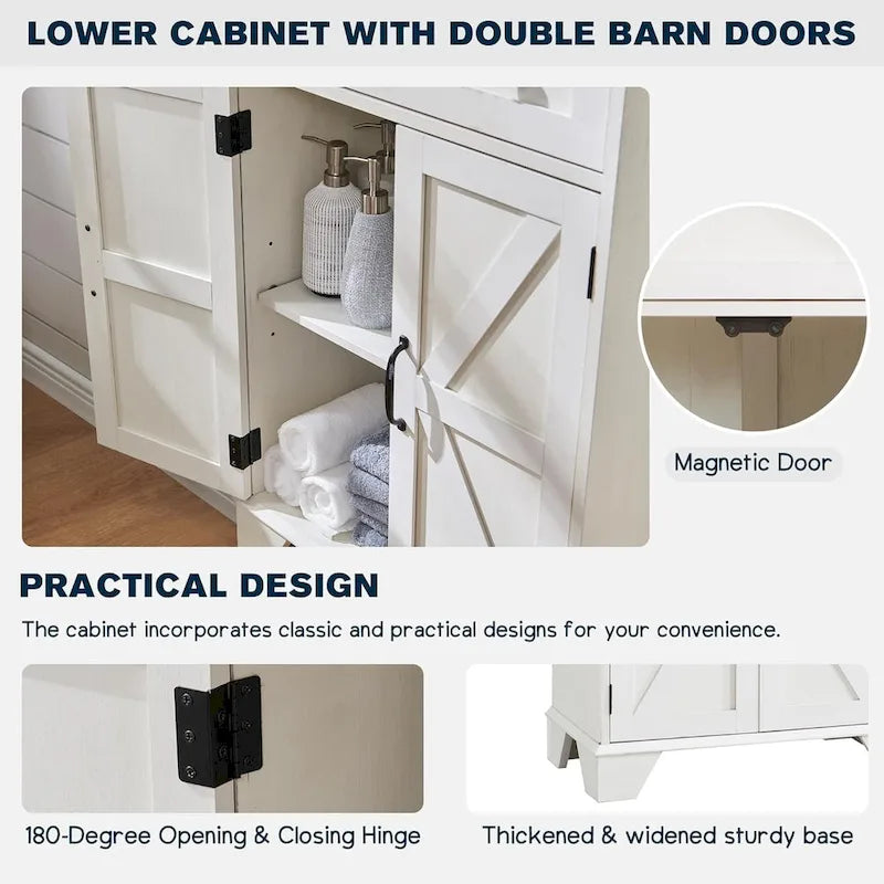72 Tall Bathroom Storage Cabinet, Farmhouse Storage Cabinet - N/A