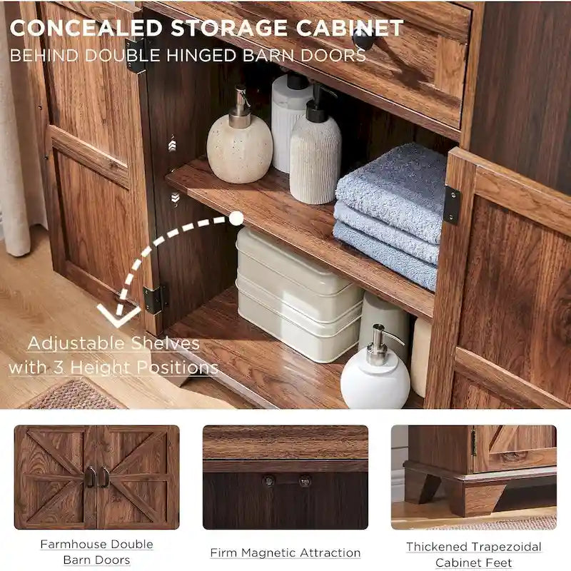 72 Tall Bathroom Storage Cabinet, Farmhouse Storage Cabinet - N/A