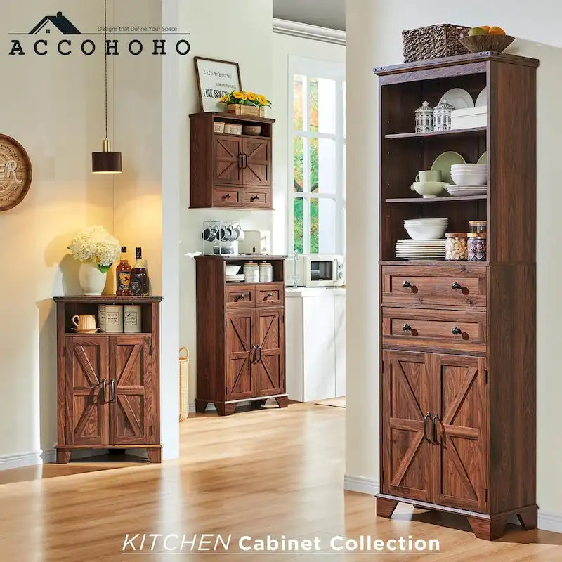 72 Tall Bathroom Storage Cabinet, Farmhouse Storage Cabinet - N/A