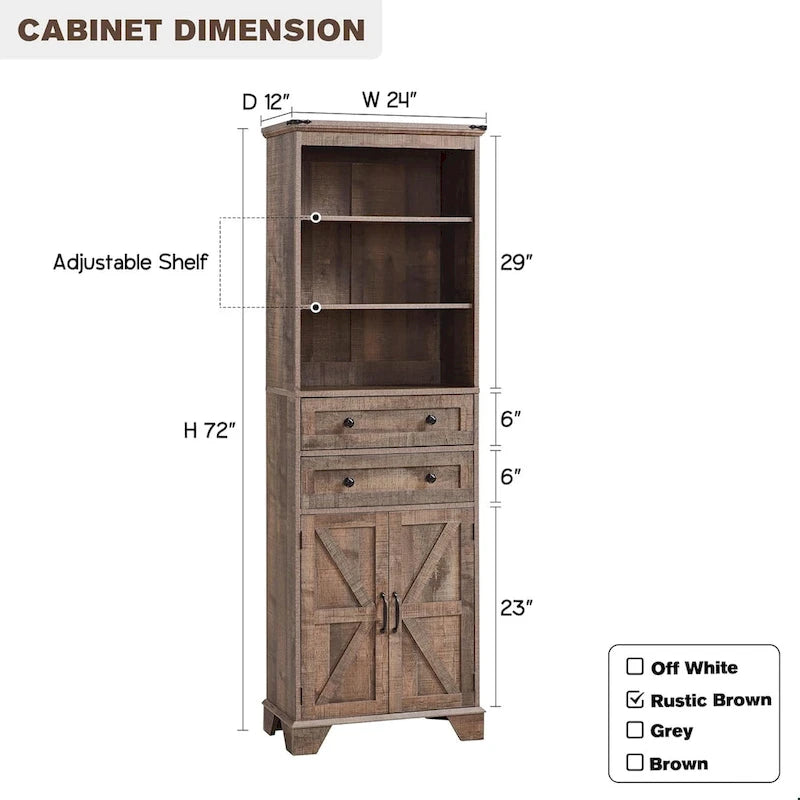 72 Tall Bathroom Storage Cabinet, Farmhouse Storage Cabinet - N/A