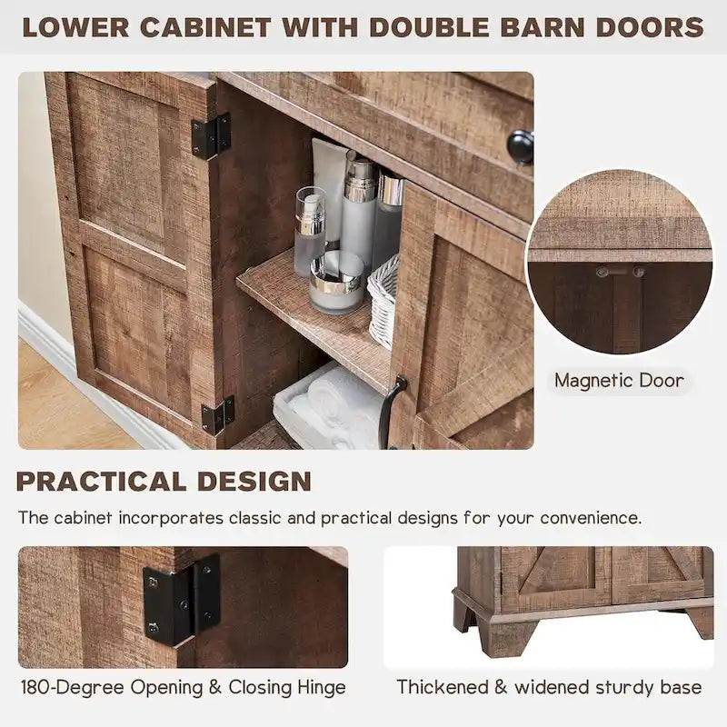 72 Tall Bathroom Storage Cabinet, Farmhouse Storage Cabinet - N/A