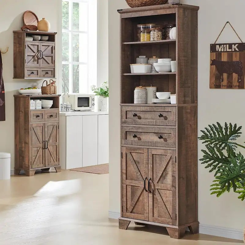 72 Tall Bathroom Storage Cabinet, Farmhouse Storage Cabinet - N/A