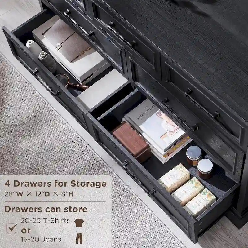 Farmhouse 7 Drawer Dresser for Bedroom, Chest of Drawers, TV Stand