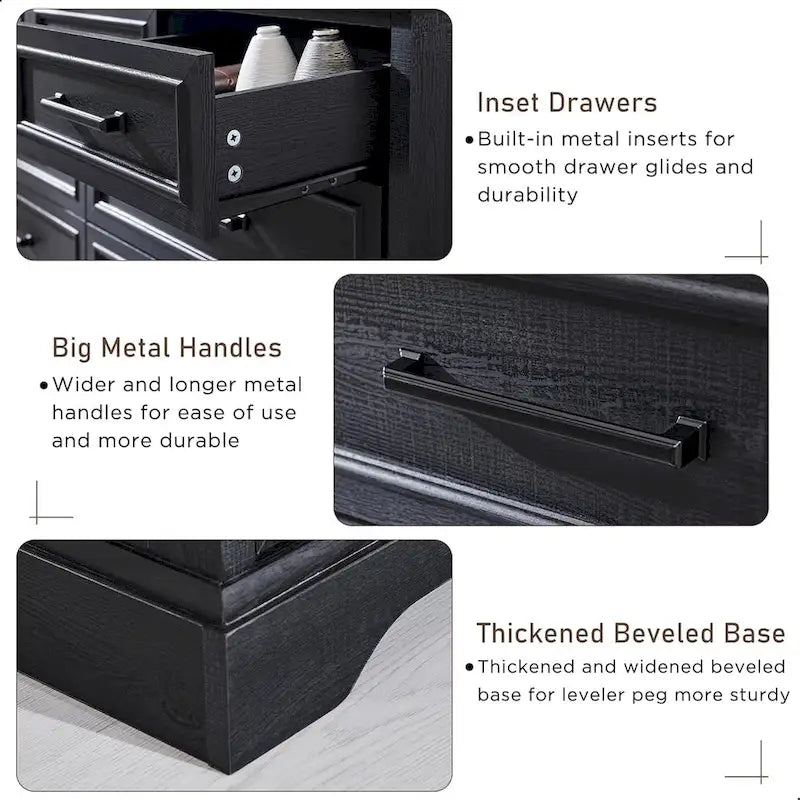 Farmhouse 7 Drawer Dresser for Bedroom, Chest of Drawers, TV Stand