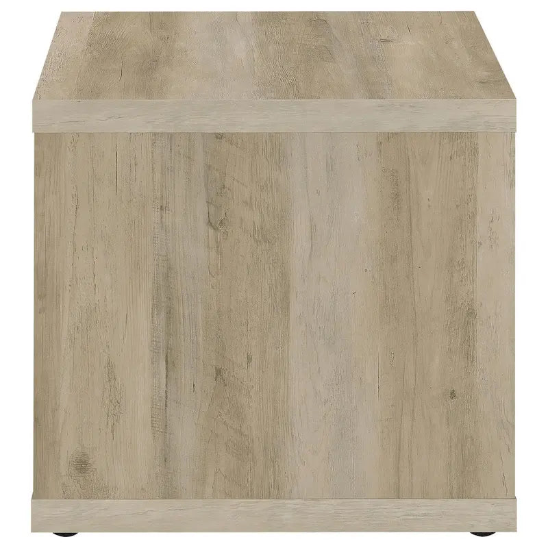Rizz Side End Table, Square Cube Design Shelf, 23 Inch Light Brown