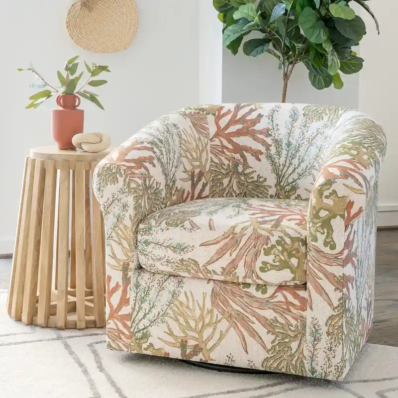 Moriarty Coastal/Beach/Ocean Inspired Swivel Accent Arm Chair