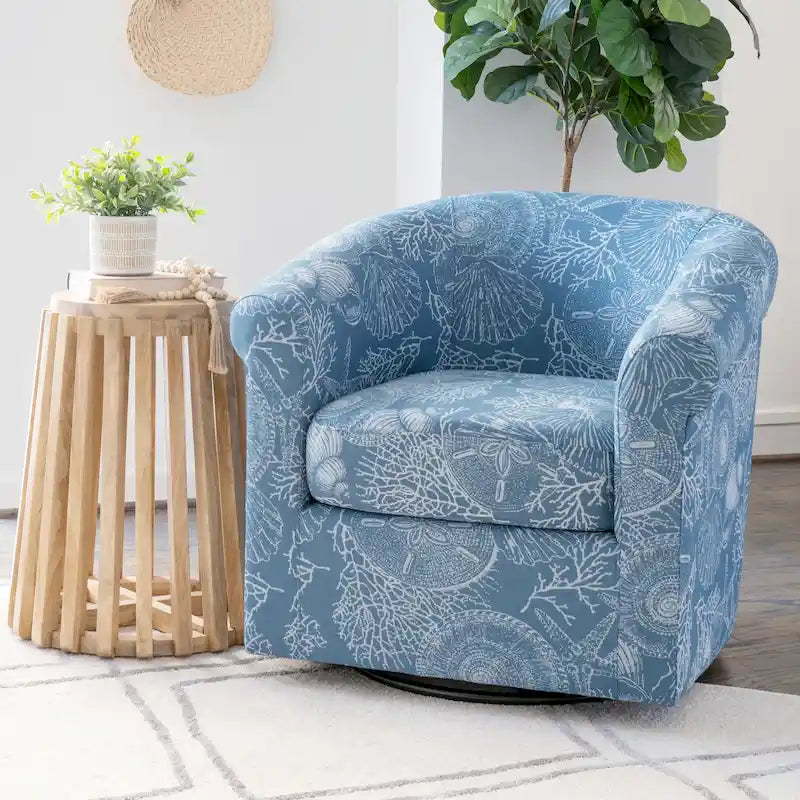 Moriarty Coastal/Beach/Ocean Inspired Swivel Accent Arm Chair