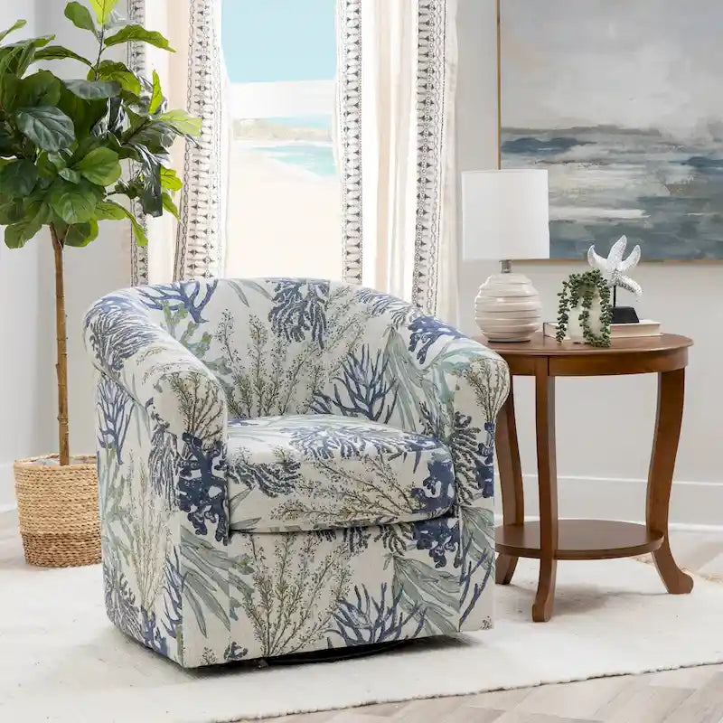 Moriarty Coastal/Beach/Ocean Inspired Swivel Accent Arm Chair