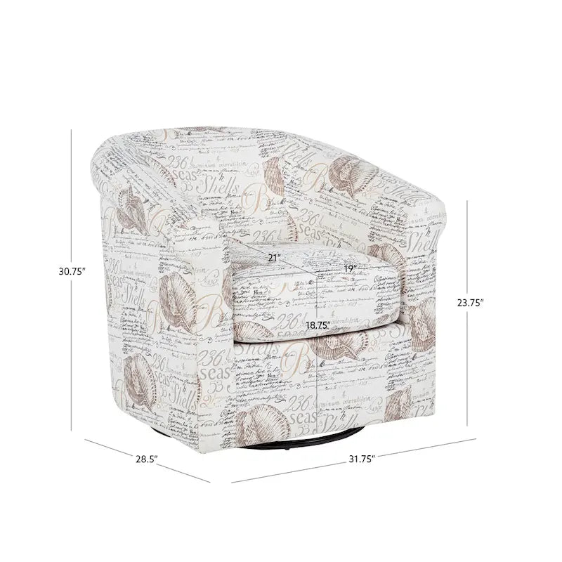 Moriarty Coastal/Beach/Ocean Inspired Swivel Accent Arm Chair