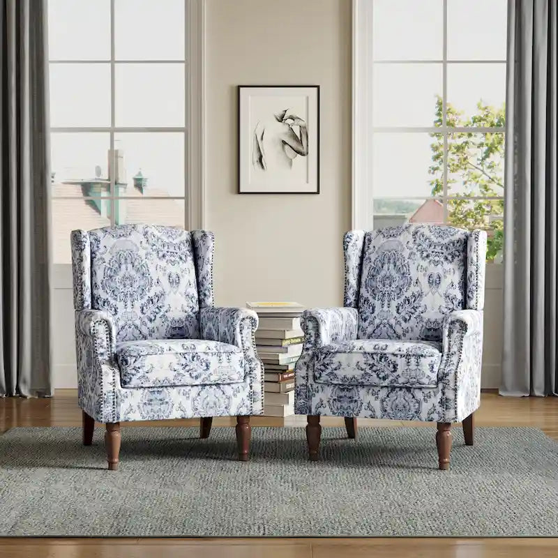 Traditional Nailhead Trim Armchair Accent Chairs Set of 2
