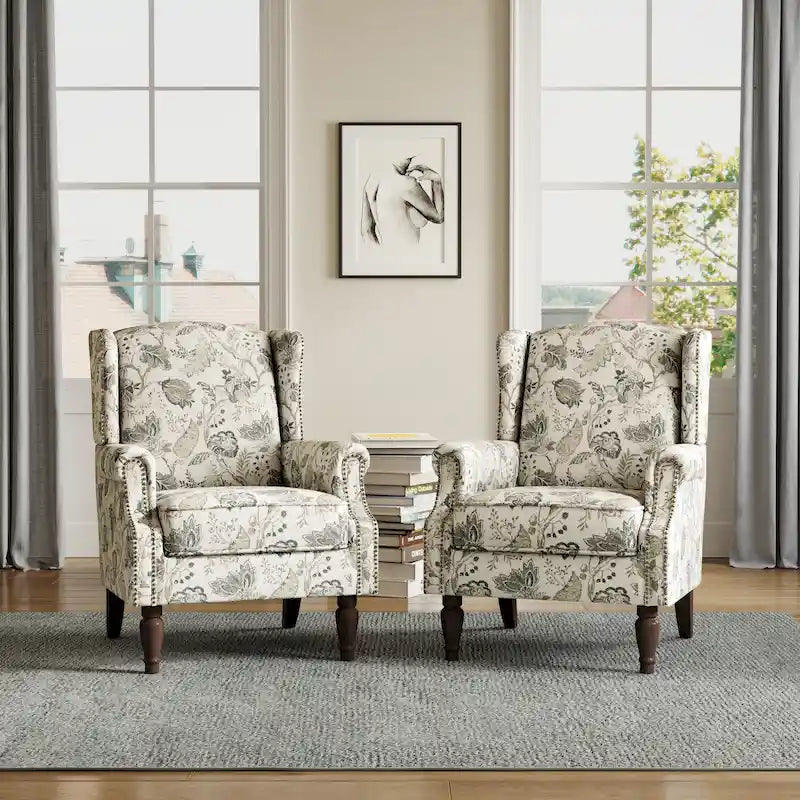 Traditional Nailhead Trim Armchair Accent Chairs Set of 2