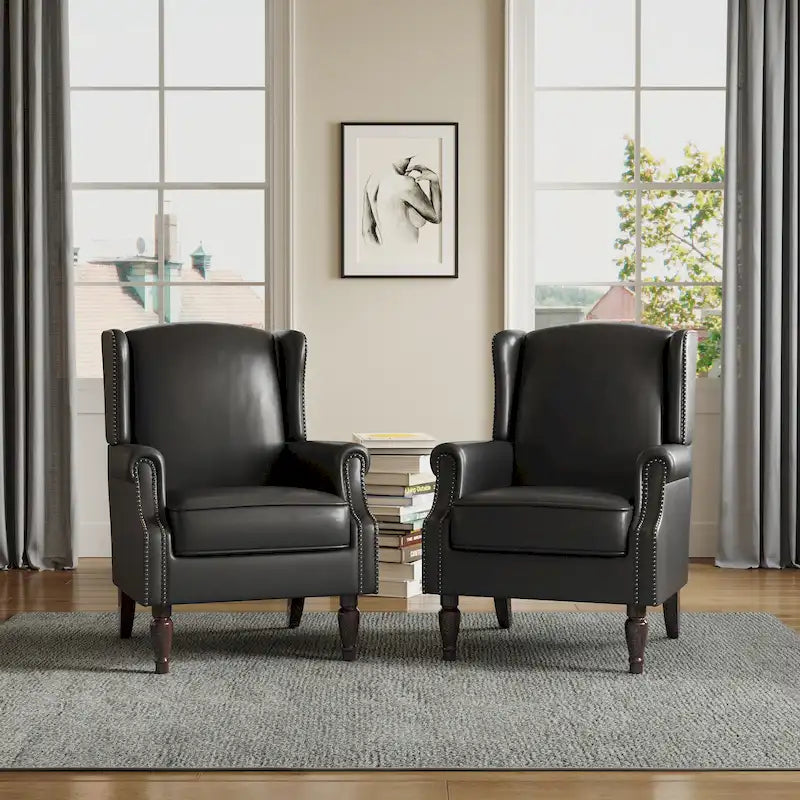 Traditional Nailhead Trim Armchair Accent Chairs Set of 2