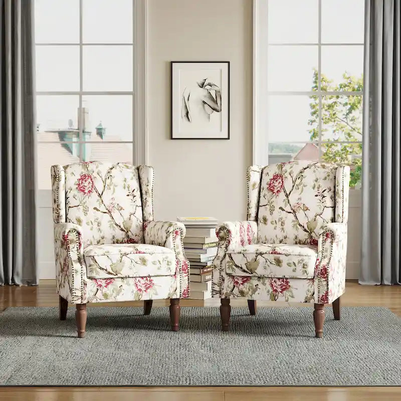 Traditional Nailhead Trim Armchair Accent Chairs Set of 2
