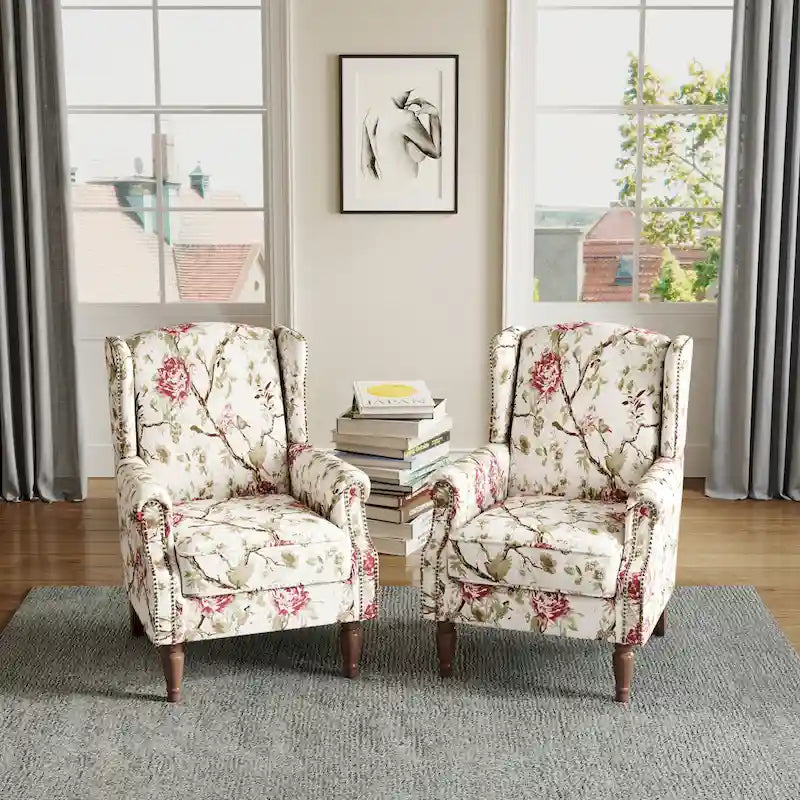 Traditional Nailhead Trim Armchair Accent Chairs Set of 2