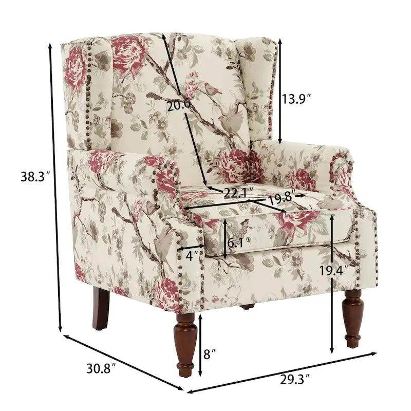 Traditional Nailhead Trim Armchair Accent Chairs Set of 2