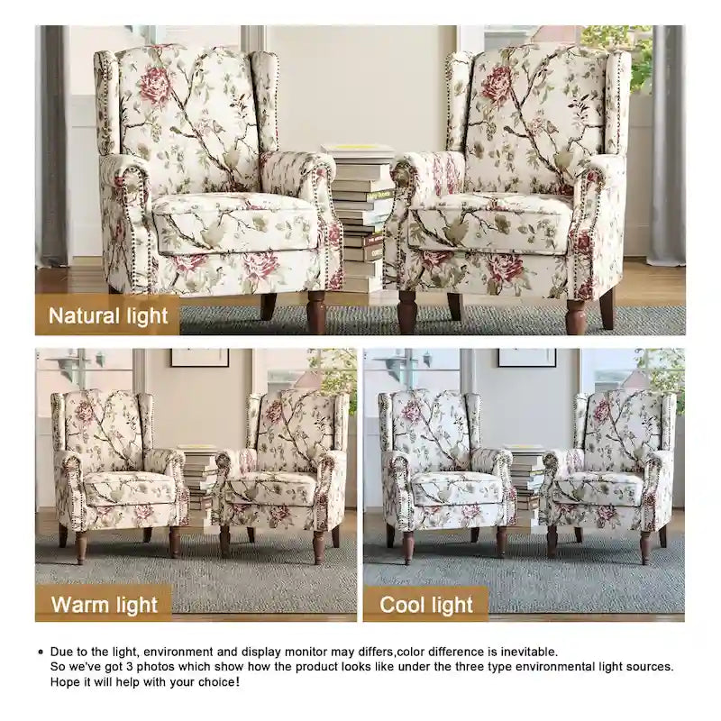 Traditional Nailhead Trim Armchair Accent Chairs Set of 2