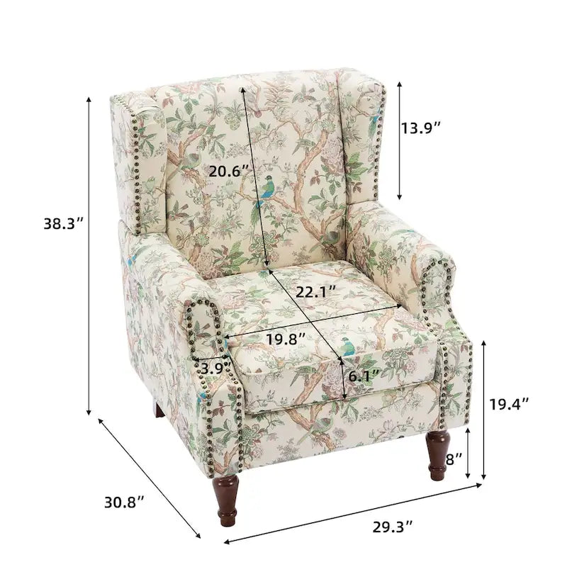 Traditional Nailhead Trim Armchair Accent Chairs Set of 2