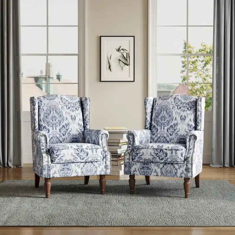 Traditional Nailhead Trim Armchair Accent Chairs Set of 2