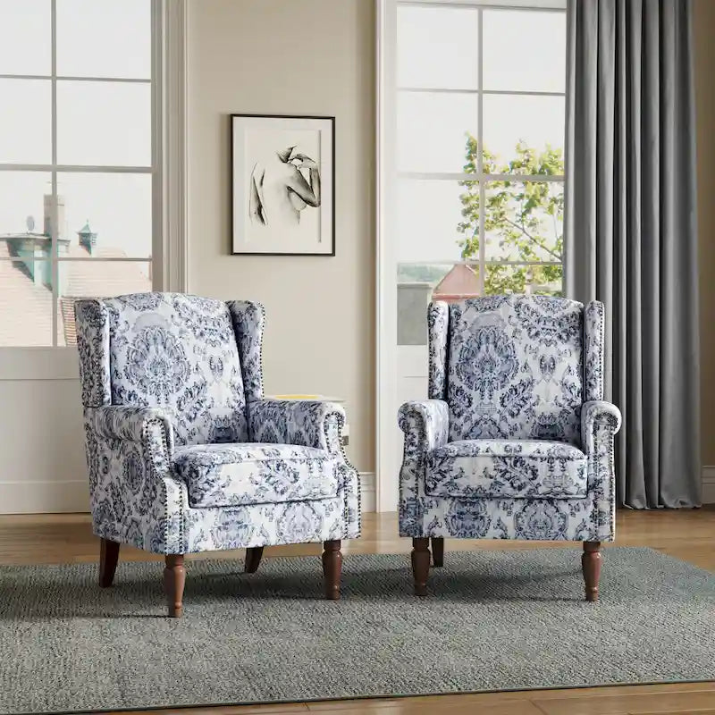 Traditional Nailhead Trim Armchair Accent Chairs Set of 2