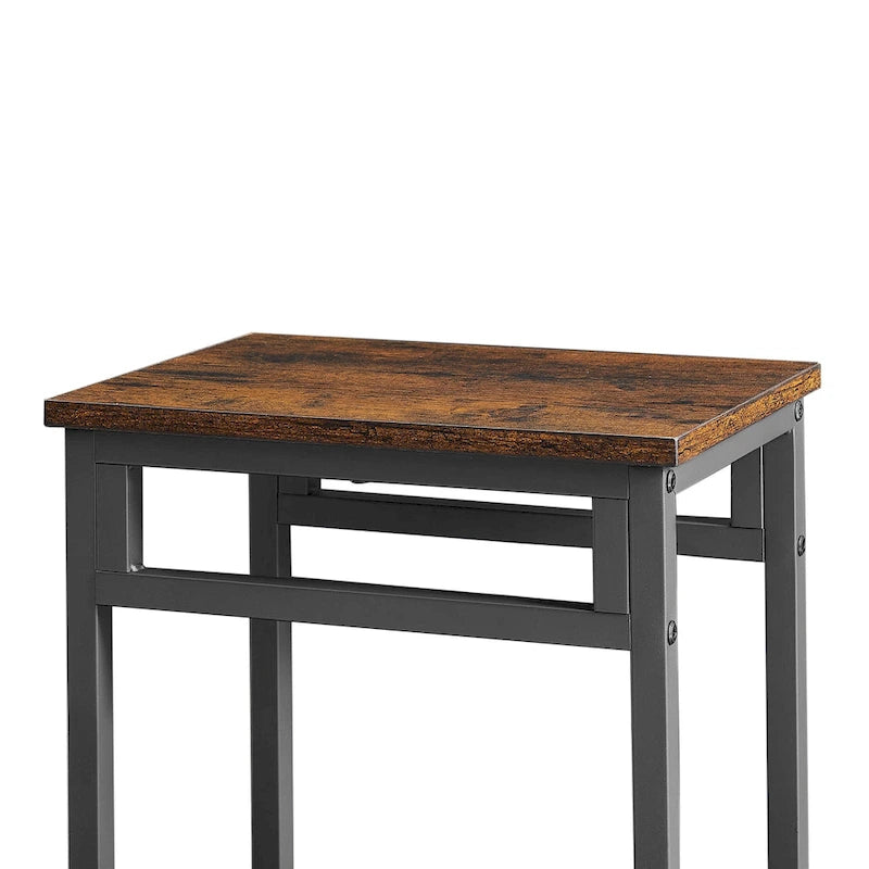 Counter Height Dining Table Set with 4 Bar Stools Metal Frame Vintage Wooden Tabletop Rectangular Dining Table, 5-Piece