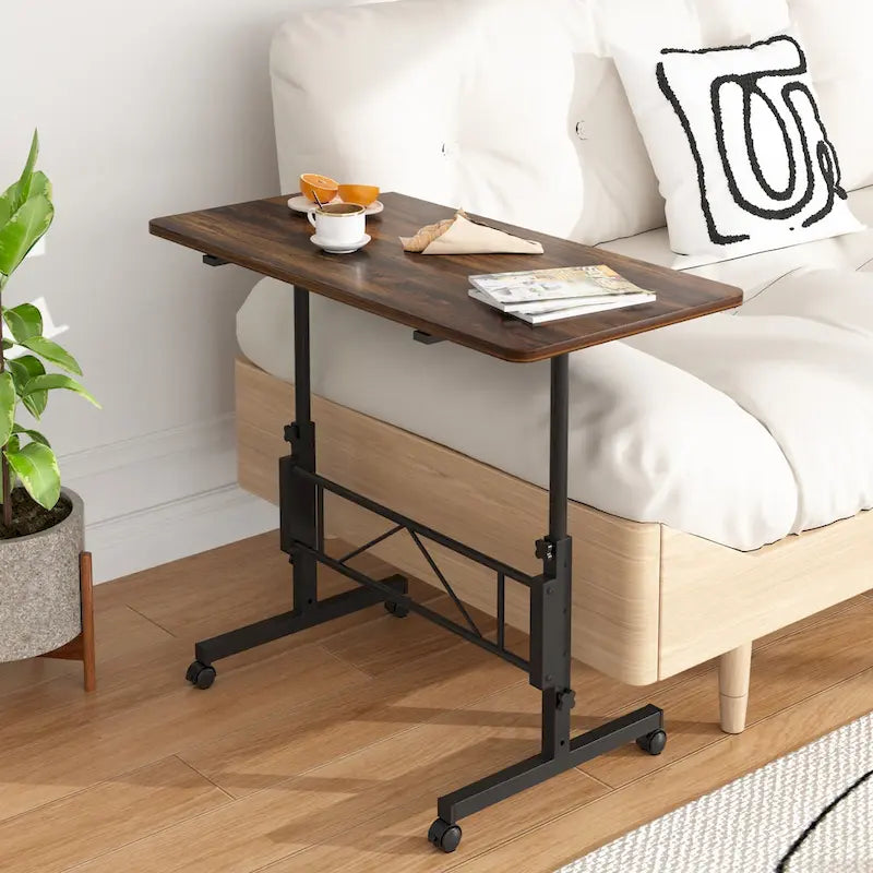 Mobile Stand Up Desk with Wheels, Small Standing Desk Adjustable Height, 31.5 Inch Portable Rolling Desks