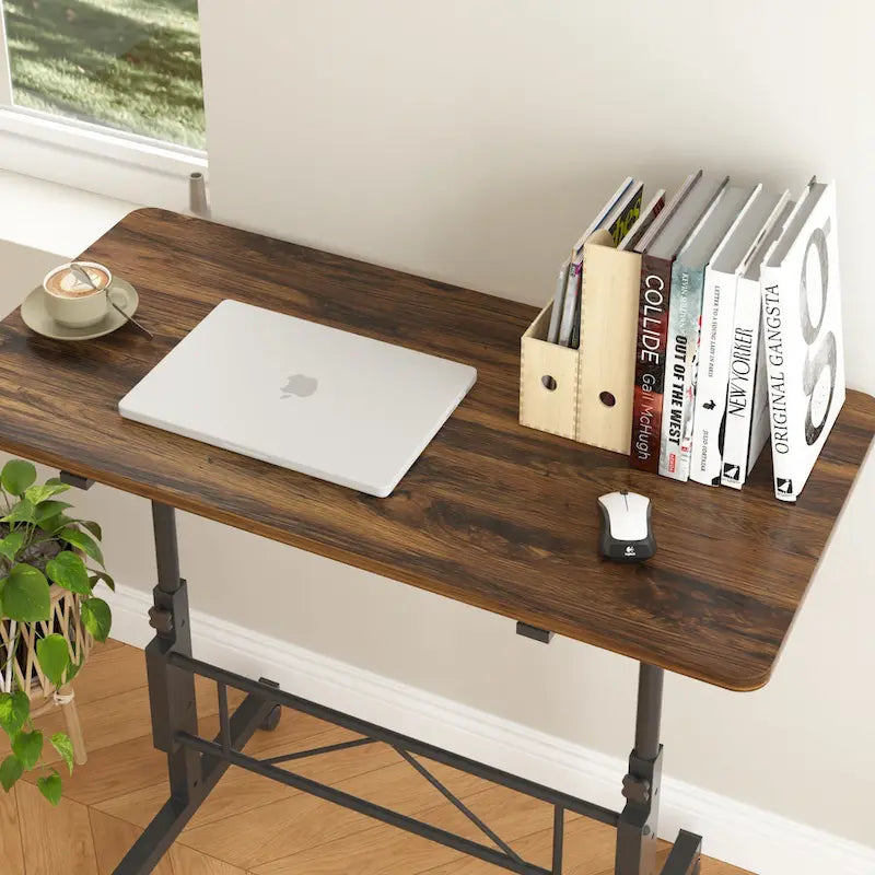 Mobile Stand Up Desk with Wheels, Small Standing Desk Adjustable Height, 31.5 Inch Portable Rolling Desks