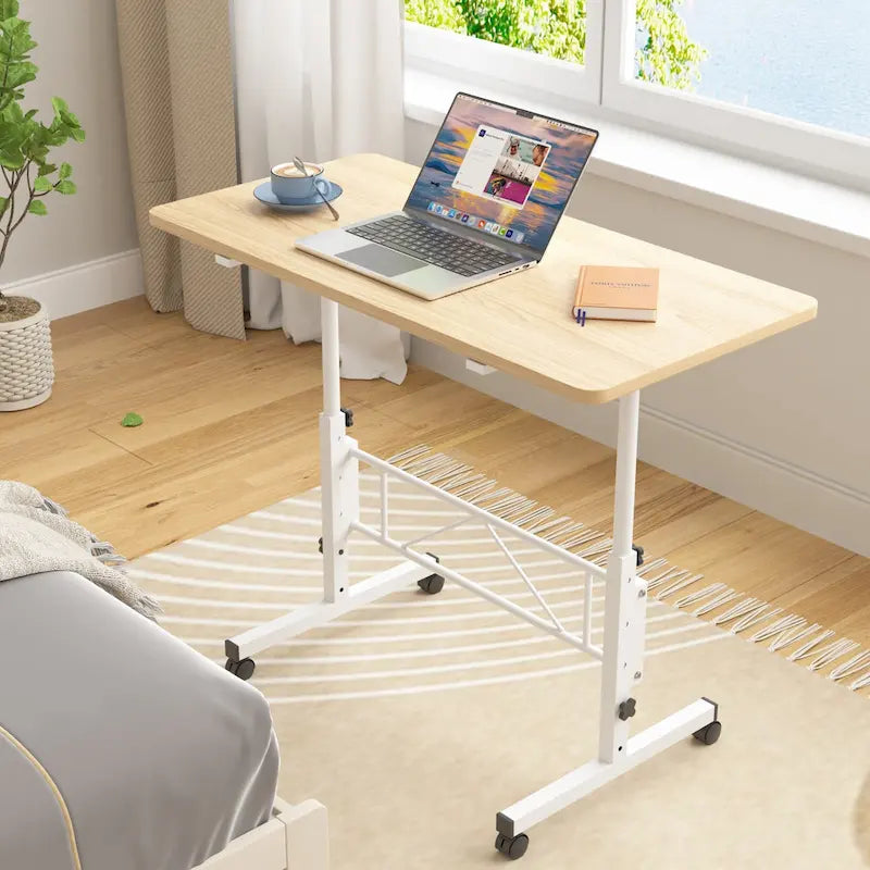 Mobile Stand Up Desk with Wheels, Small Standing Desk Adjustable Height, 31.5 Inch Portable Rolling Desks