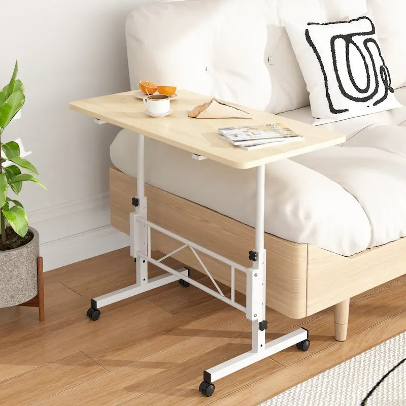 Mobile Stand Up Desk with Wheels, Small Standing Desk Adjustable Height, 31.5 Inch Portable Rolling Desks