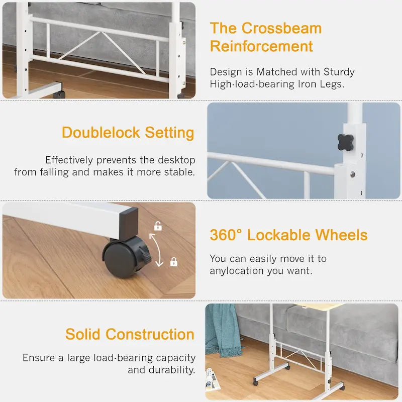 Mobile Stand Up Desk with Wheels, Small Standing Desk Adjustable Height, 31.5 Inch Portable Rolling Desks