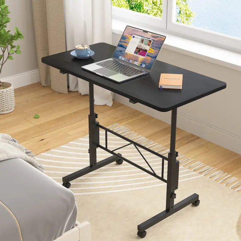 Mobile Stand Up Desk with Wheels, Small Standing Desk Adjustable Height, 31.5 Inch Portable Rolling Desks