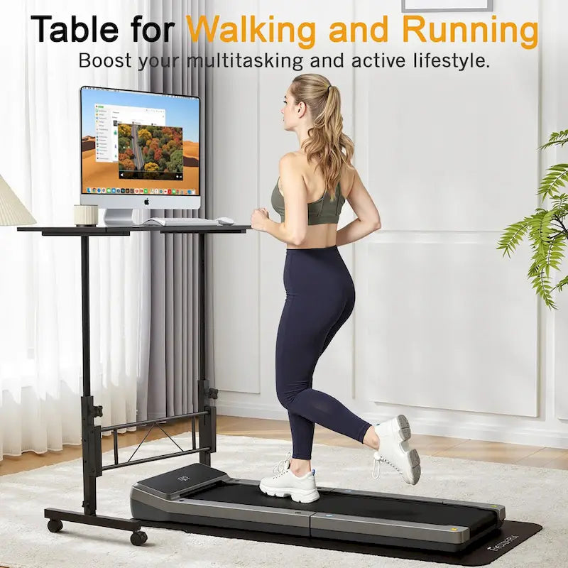 Mobile Stand Up Desk with Wheels, Small Standing Desk Adjustable Height, 31.5 Inch Portable Rolling Desks