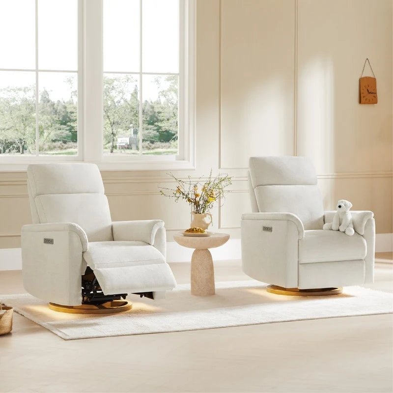 Maire Power Swivel Nursery Recliner Chair with Nightlight