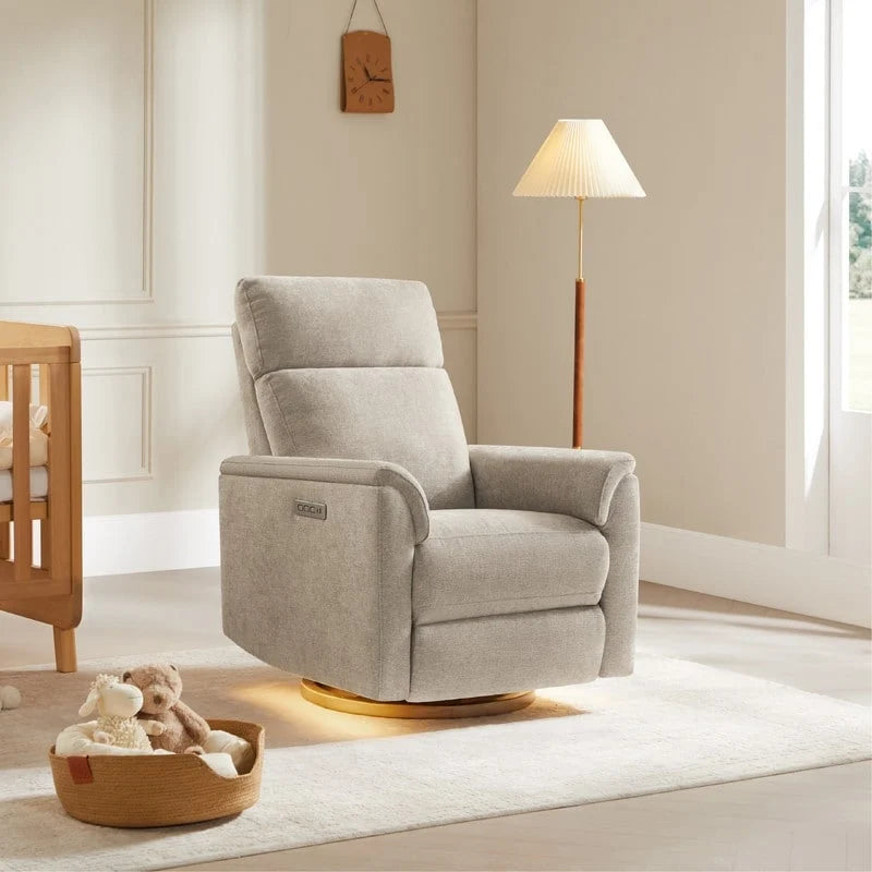Maire Power Swivel Nursery Recliner Chair with Nightlight